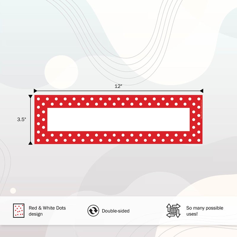 Barker Creek Double-Sided Desk Nameplates & Bulletin Board Signs, Red & White Dots, Multi-Purpose Desk Nameplates, Bulletin Board Signs, Word Walls and More! 3.5 x 12, Pack of 36 (1429) - Image 2